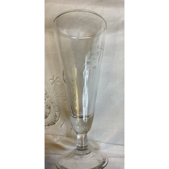 Vintage Princess House Heritage Etched Parfait Glasses Pilsner Flutes Set of 4 - Picture 3 of 9